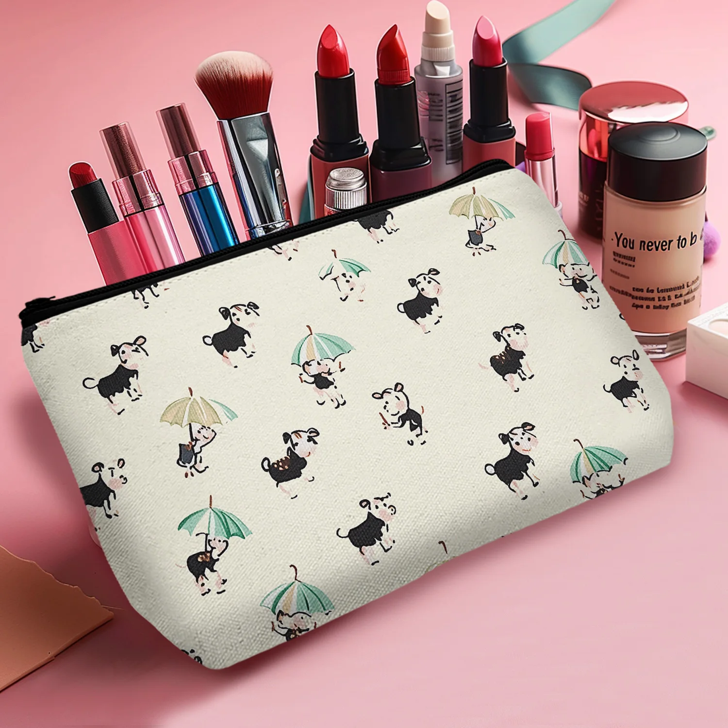 1 Pc Cute Cow Makeup Bag Cow Stuff Cow Gifts For Woman Cow Lovers Animal Lovers Grandma Cow Owner Cow Print 8.66x5.51Inch