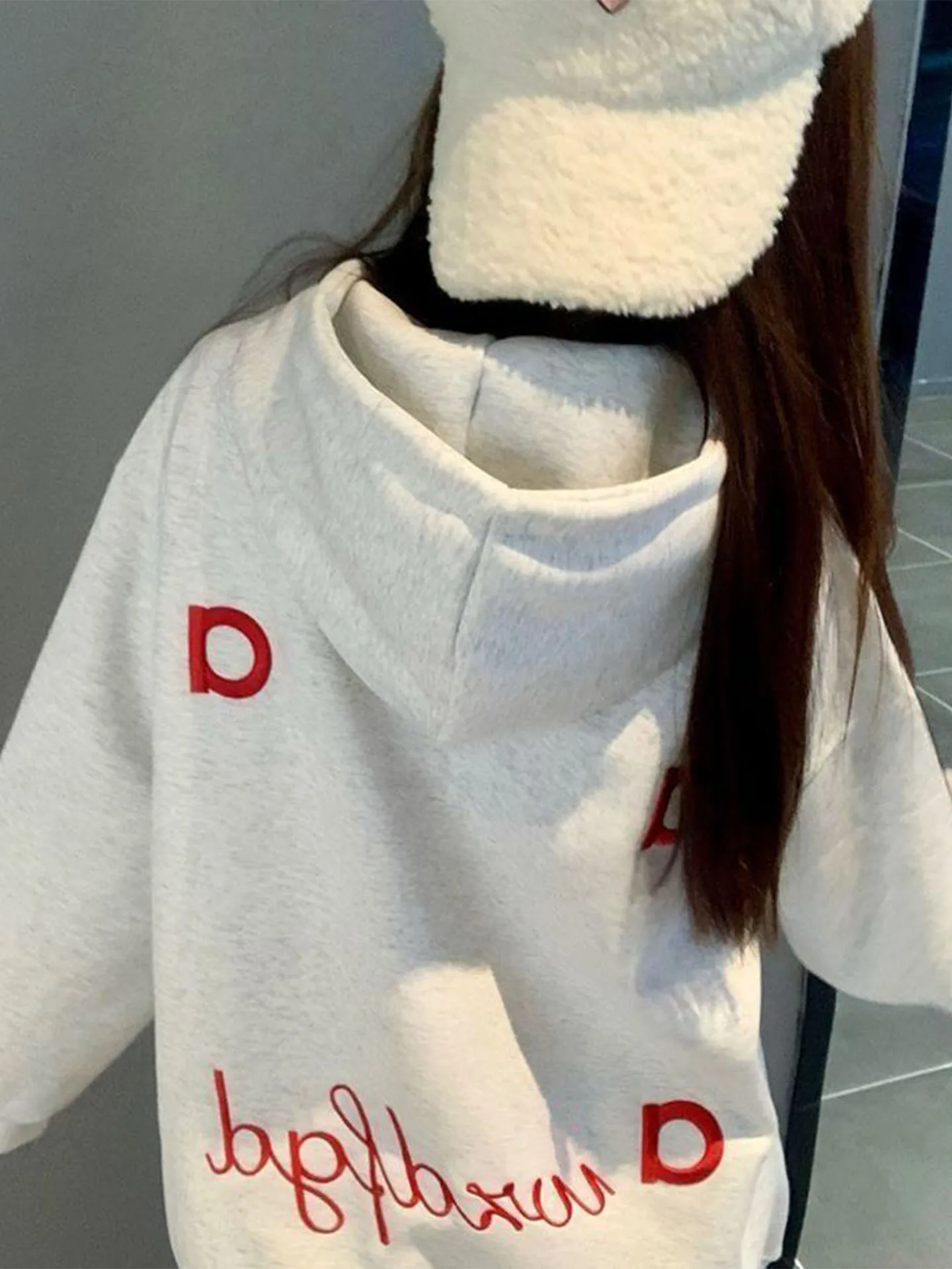 Winter New Sle American Letter Print Hoodie Loose Couple Top Chic Korean Version Dopane Trendy Streetwear Sweatirt