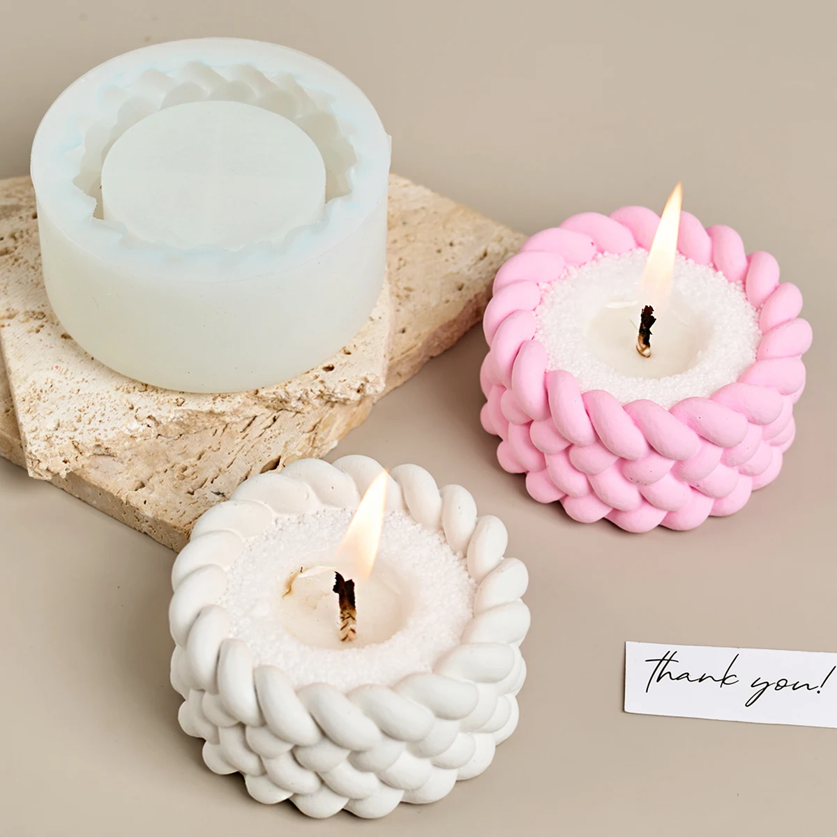 Round Shape Hemp Rope Jar Silicone Mold Creative Scented Candle Woven Bowl Storage Box Resin Molds DIY Plaster Carft Home Decor