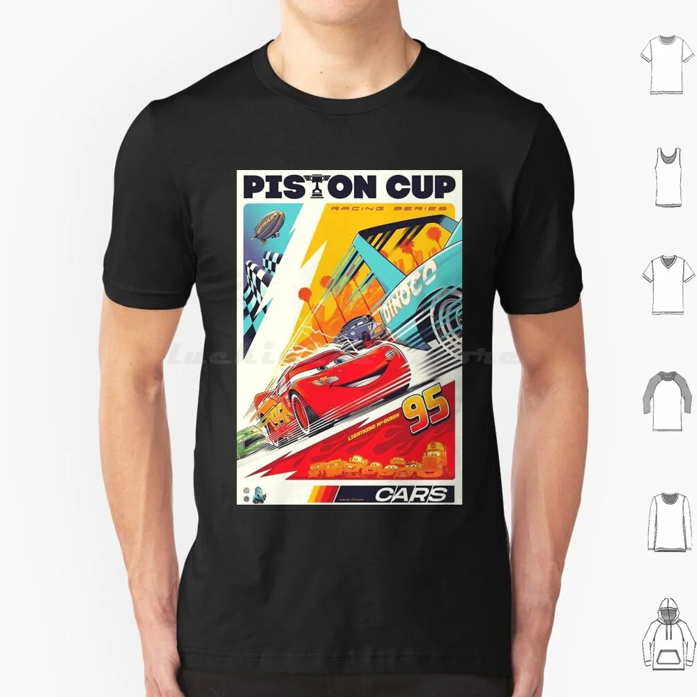 Piston Cup Cars Poster T Shirt 6xl Cotton Cool Tee Cars Movie Movies Animation Piston Cup Pixar Racing Motor