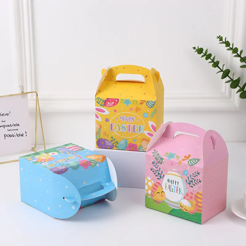 Easter Bunny Egg Party Holiday Hand Carry Crockery Boxes Candy Cookie Boxes Easter Party Accessories