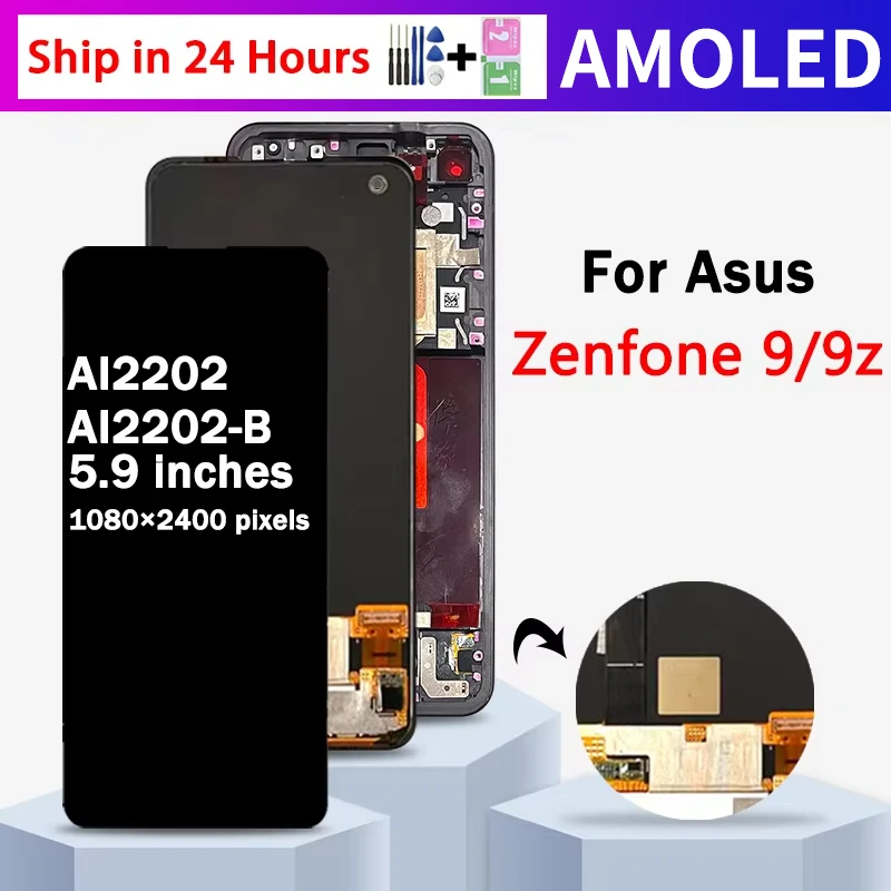 

5,9 "НОВЫЙ для Asus Zenfone 9 9z AI2202-1A006EU AI2202 AI2202_B ЖК-экран с сенсорной панелью и дигитайзером для дисплея Zenfone9 9Z