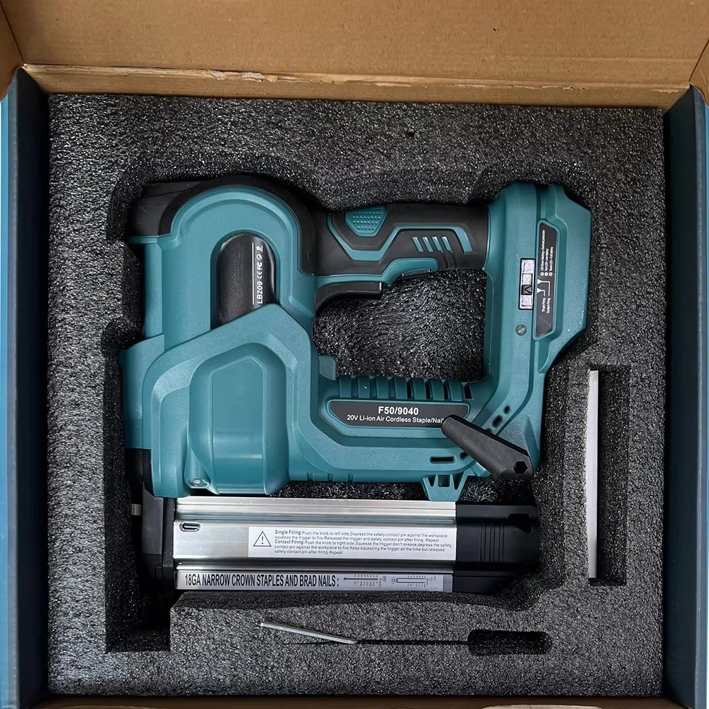 18V Cordless Electric 2 in 1 Nailer/Stapler Gun,with 500pcs F50 and 9032(K432) Nail,Compatible Makita Heimerdinger Battery