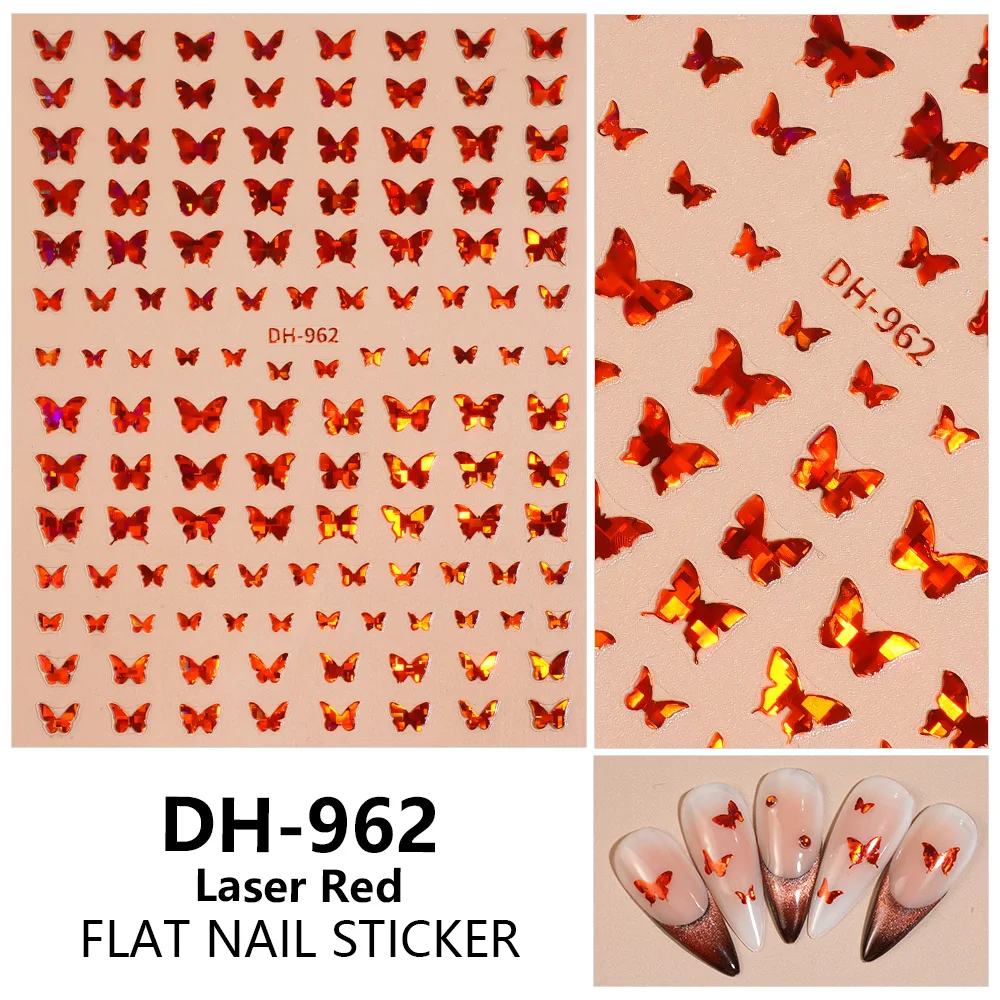 

1pcs 3D Flat Butterfly Nail Stickers Women DIY Self-Adhesive Manicure Decorative Decals Multi Color Butterfly Nail Art Stickers