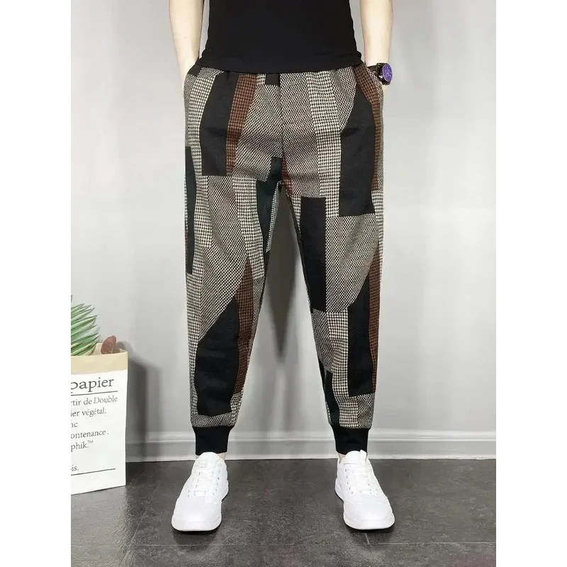 

Switching Plaid Casual Pants Outdoor Jogging Sweatpant Luxury Brand Men's Trousers Fashion Street Clothing