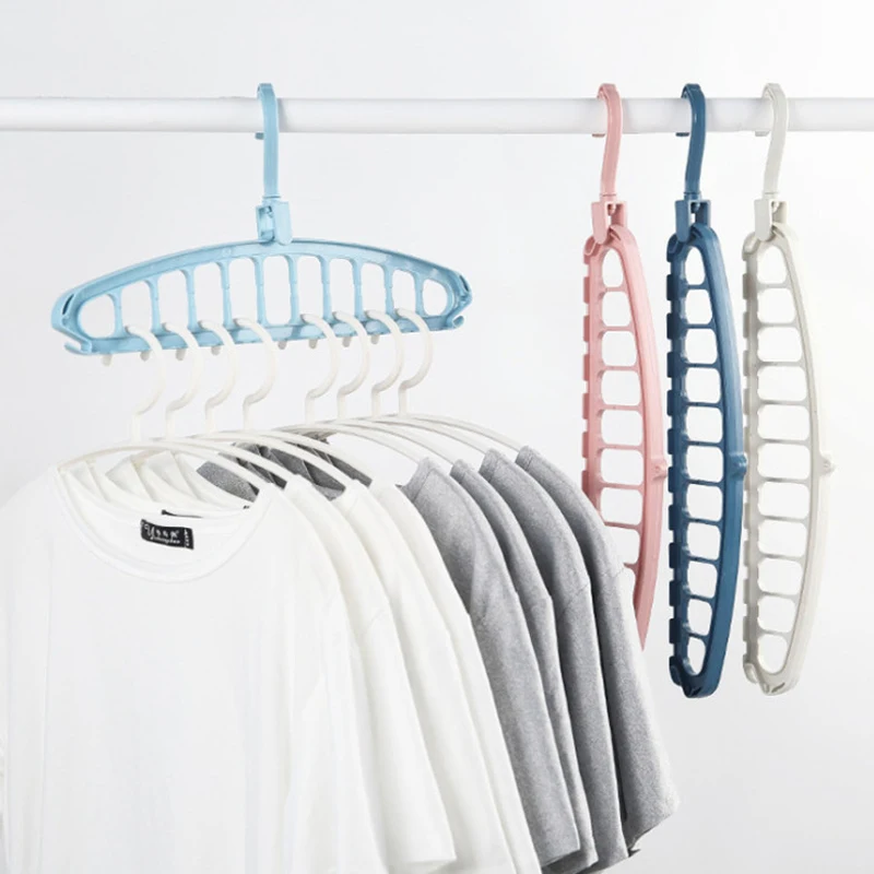 Space Saving Hangers For Closet Organizer 11-Hole Storage Heavy Duty Plastic Clothes Hanger For Shirt Sweater Collapsible Hanger