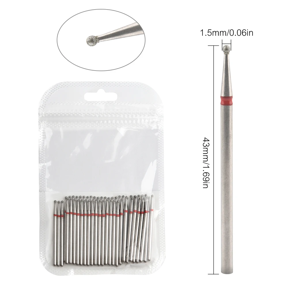 50pcs Nail Drill Bits Diamond Burrs Grinding Bits Accesories for Gel Nail Polish Nails Art Tool Shank Carving Polishing Kit