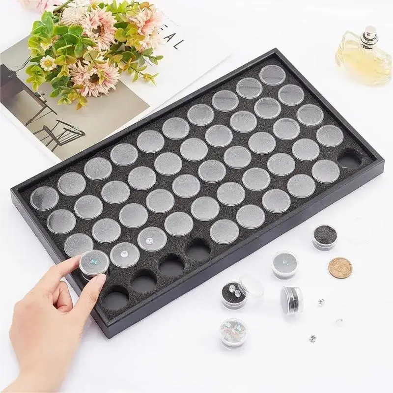 Clear Nail Art Powder Rhinestones Tools Beads Display Storage Case Organizer Box 50 Grids DIY Diamond Jewelry Storage Box Grids