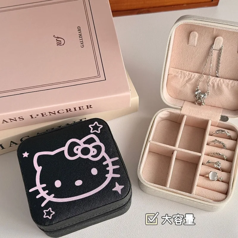 Hello Kitty Jewelry Box Earrings Earring Portable Ring Cute Storage Box Necklace Travel Mini Jewelry. view 2