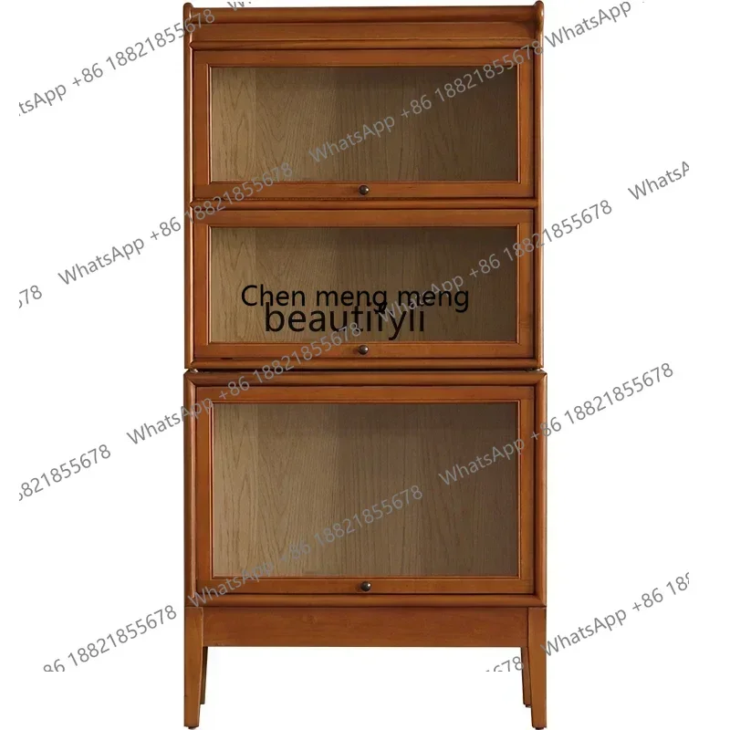 SS new styleDouble solid wood gla display beech 1.8 meters flap door storage side cupboardss 7486 ss 7486