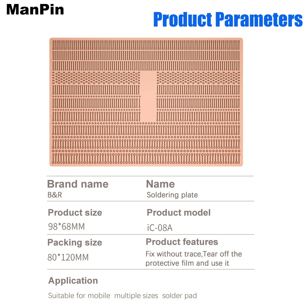 Plaque de tampon à souder IC, 3 pièces, points pour téléphone portable, réparation CPU, fil de saut sans mouche, fixation Stable, feuille de cuivre 30um d'épaisseur