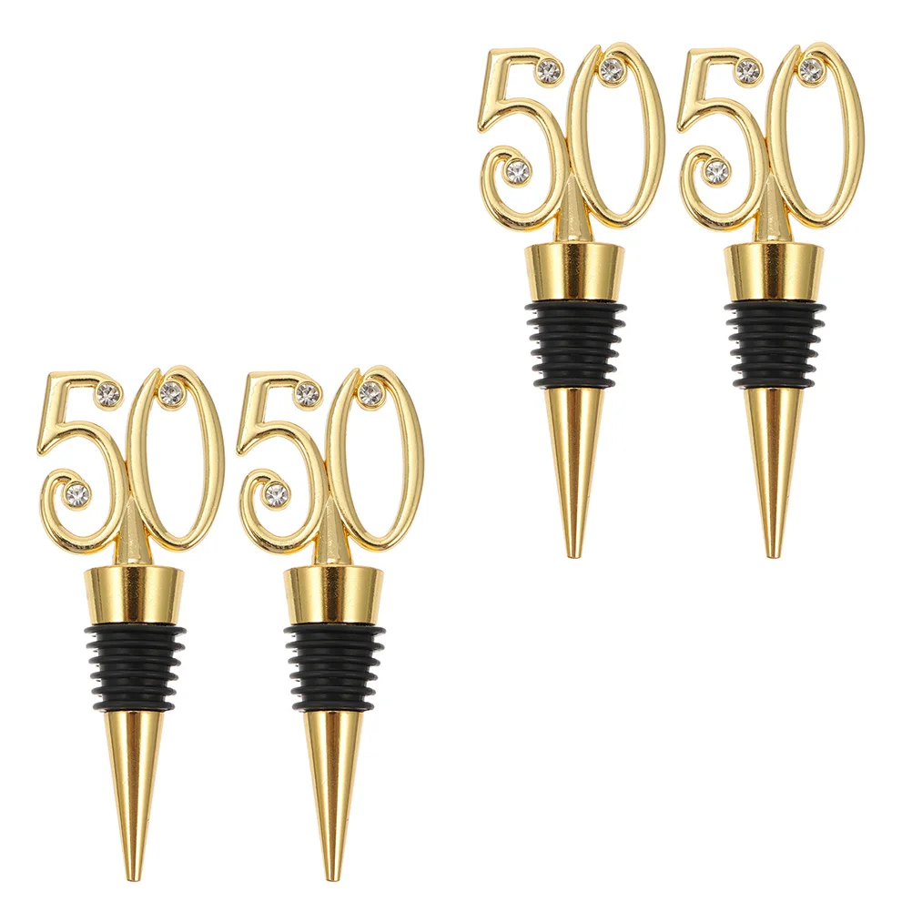 

4pcs Birthday Bottle Stoppers Cork Wine Sealing Plugs Silica Gel Accessories Airtight Parties Banquets Wine Bottle
