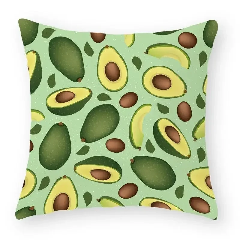 

45x45cm Avocado Tropical Fruit Print Pattern Polyester Cushion Cover for Home Living Room Sofa Decoration Pillow Cover