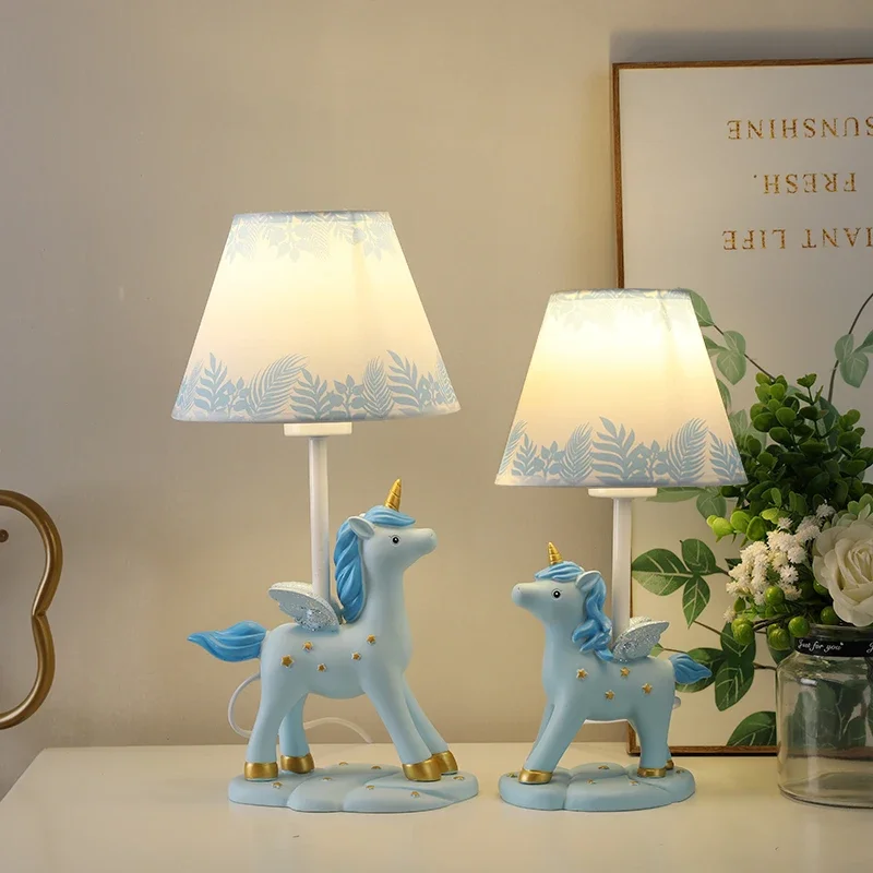 Children's room cartoon table lamp Nordic creative Unicorn boys and girls dimming eye protection bedroom bedside lamp