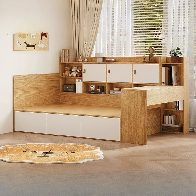 LMM desk bookshelf integrated multi-functional storage bed small apartment storage storage bed