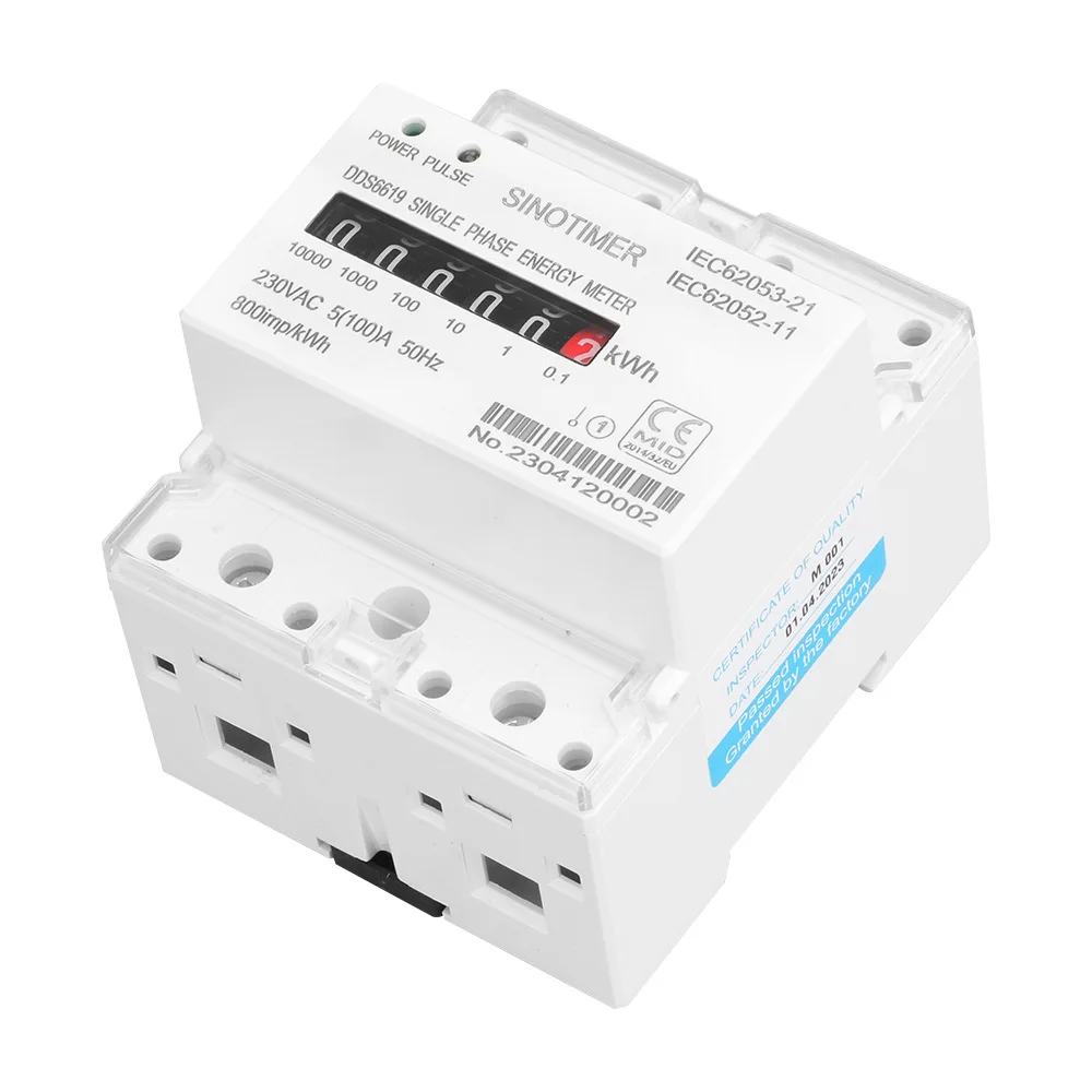 

DDS6619-023 AC230V 100A Single Phase Electronic Energy Meter Din Rail kWh Counter Consumption Analog Electricity Gague Wattmeter