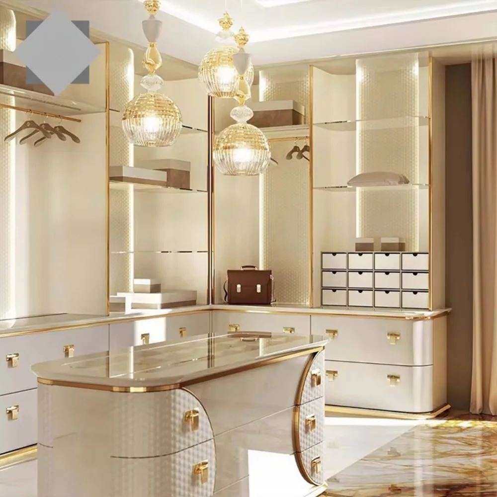 New Design Luxury Walk in Closet Wardrobe Design Modular Furniture Laminate Solid Wood Panel Bedroom Modern Wardrobe