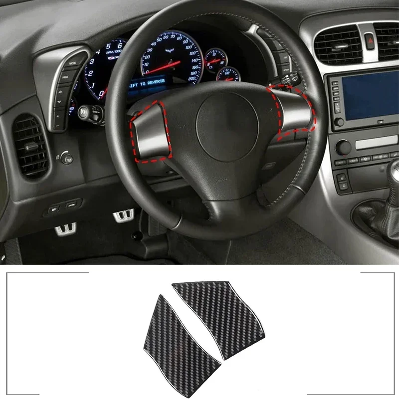 

For Chevrolet Corvette C6 2005-2013 Car Steering Wheel Button Decorative Frame Sticker Soft Carbon Fiber Interior Accessories