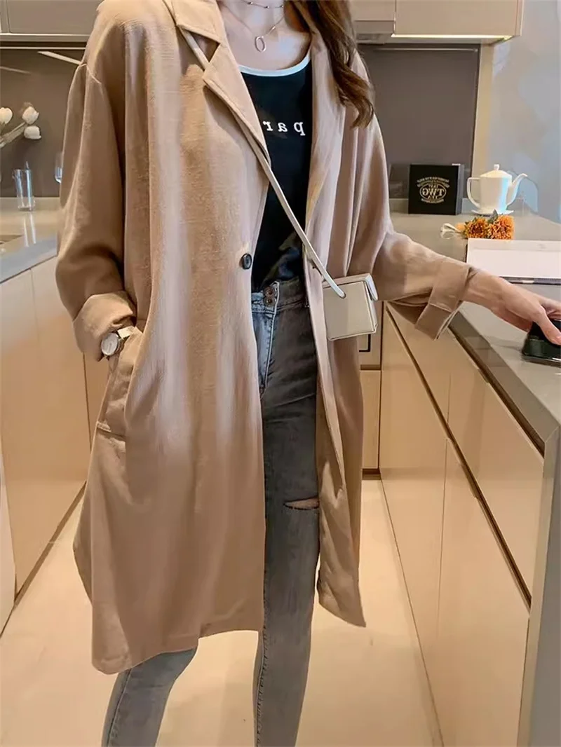 Windbreaker Coat for Women in Spring Autumn 2024New fat mm Thin Suit High-end Feeling Small Stature Medium Length Winter Clothes