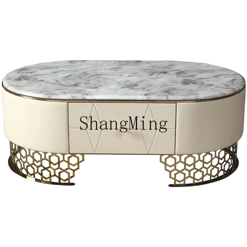 

CL light luxury marble coffee table, stainless steel coffee table TV cabinet combination, post-modern simple style locker