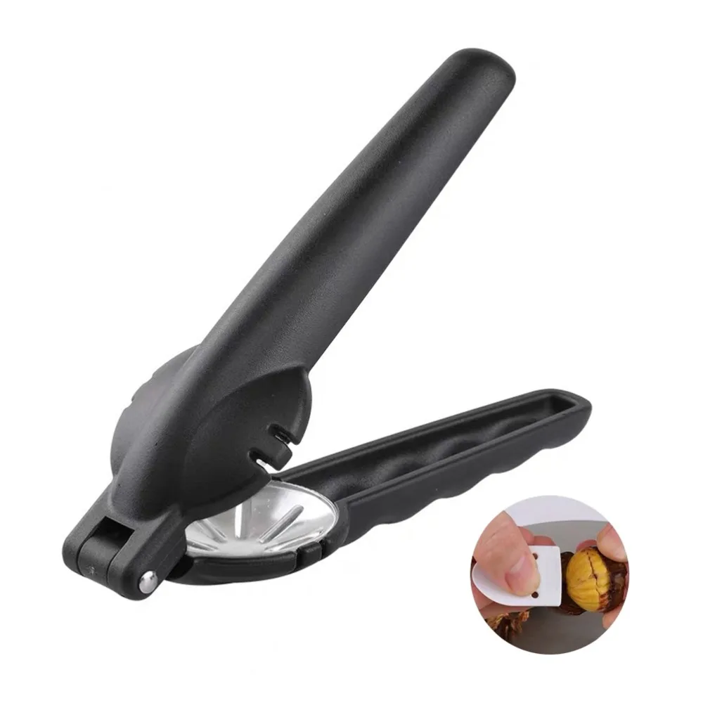 Stainless Steel ABS Chestnut Cutter Tool Non-Slip Grip Black Nut Cracker Multi Function Portable Chestnut Opener Tool Kitchen