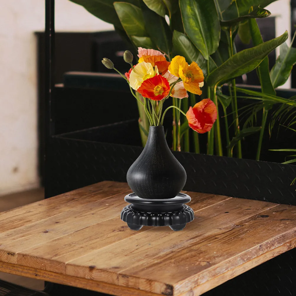 Wood Round Fish Tank Flowerpot Durable Stand Polished Rustic Plant Display Pedestal Indoor Outdoor Home Office Decor