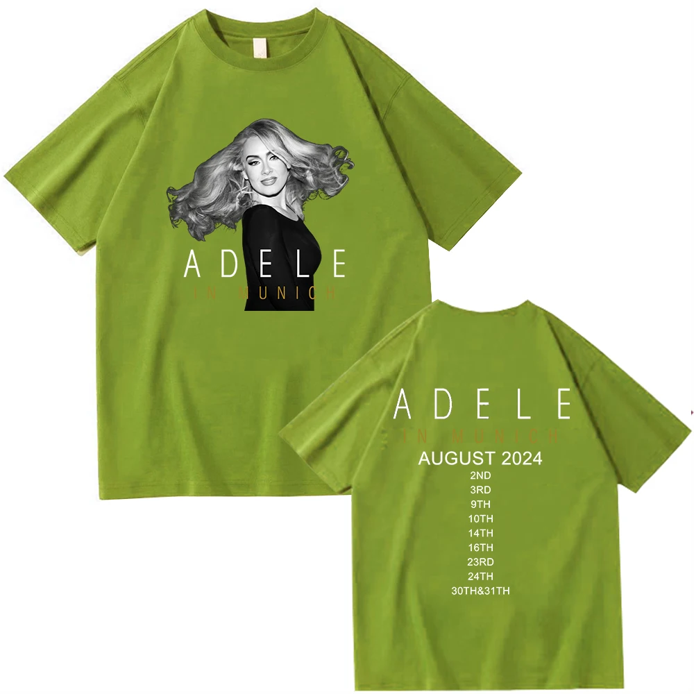 Adele In Munich Tour 2024 August T-shirt O-Neck Short Sleeve Shirts Fans Gift