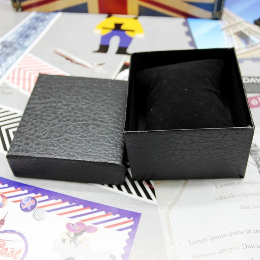 Imitation Leather Watch Box Lychee Pattern Watch Bracelet Case Jewellry Accessories Black Storage Organizer Gift Wrap Packaging