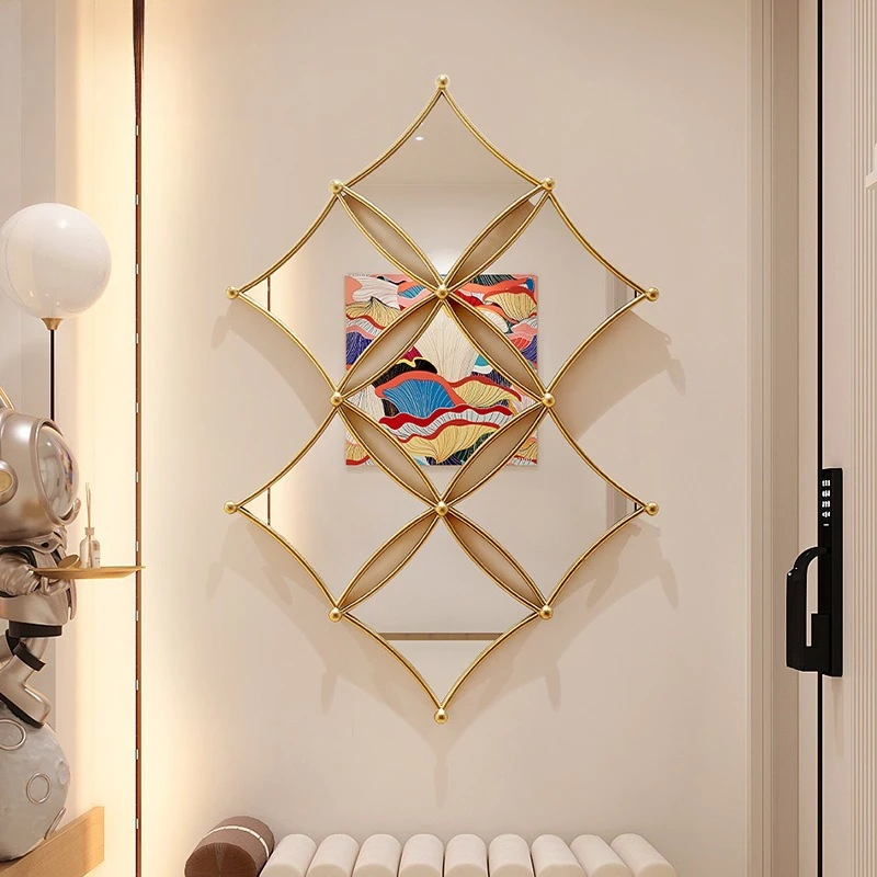 

Dining room wall decorative mirror creative light luxury living room background wall mirror pendant porch wall hanging mirror fi