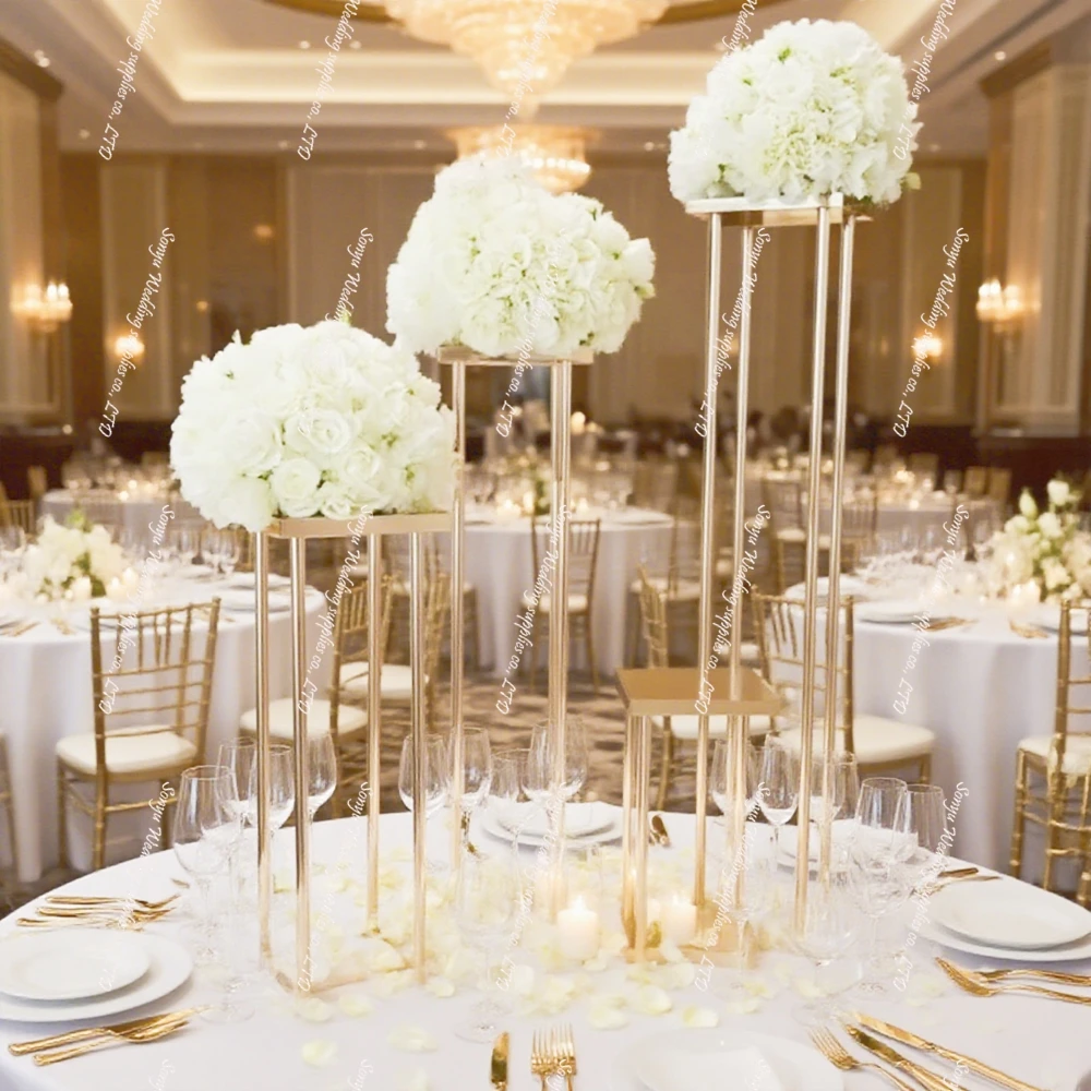 

4-10pcs)40-100cm) Table Top Chandelier Centerpieces Acrylic Crystal Flower Pedestal Stand for Wedding Decoration