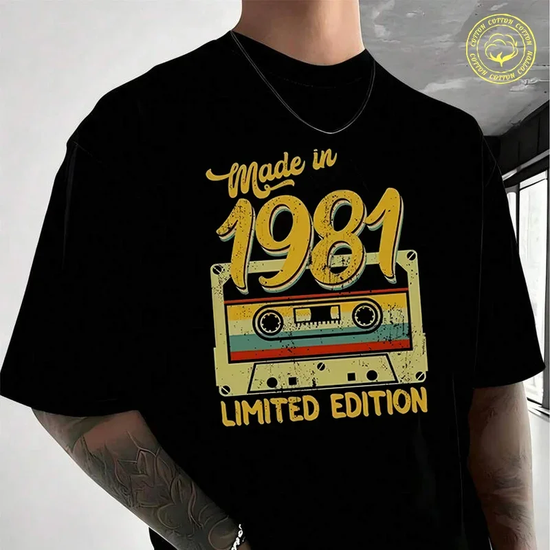 

Vintage Retro 1981 Limited Edition Classic Men's Women Summer Cotton T-shirt Moto Short Sleeved Casual Basic TShirt Unisex Tops