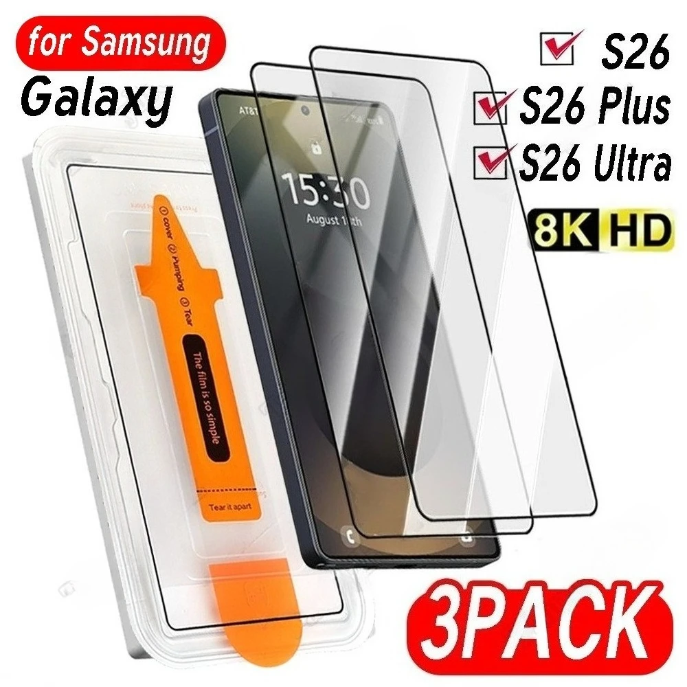 

3 шт. Защитное стекло с полным покрытием для Samsung Galaxy S26 S25 S24 Ultra S23 S22 S21 Plus S25 S24 S23 FE, простая установка