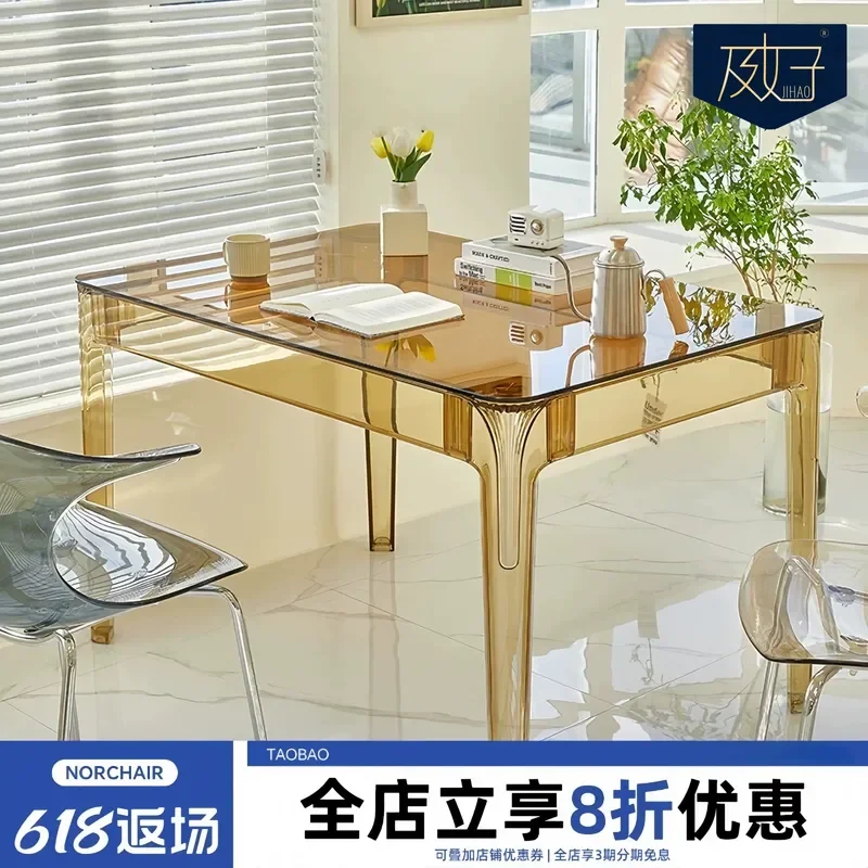 Square Dining Table Set Tempered Glass Acrylic Chairs Nordic Style For Small Apartment Home Kitchen Modern Transparent