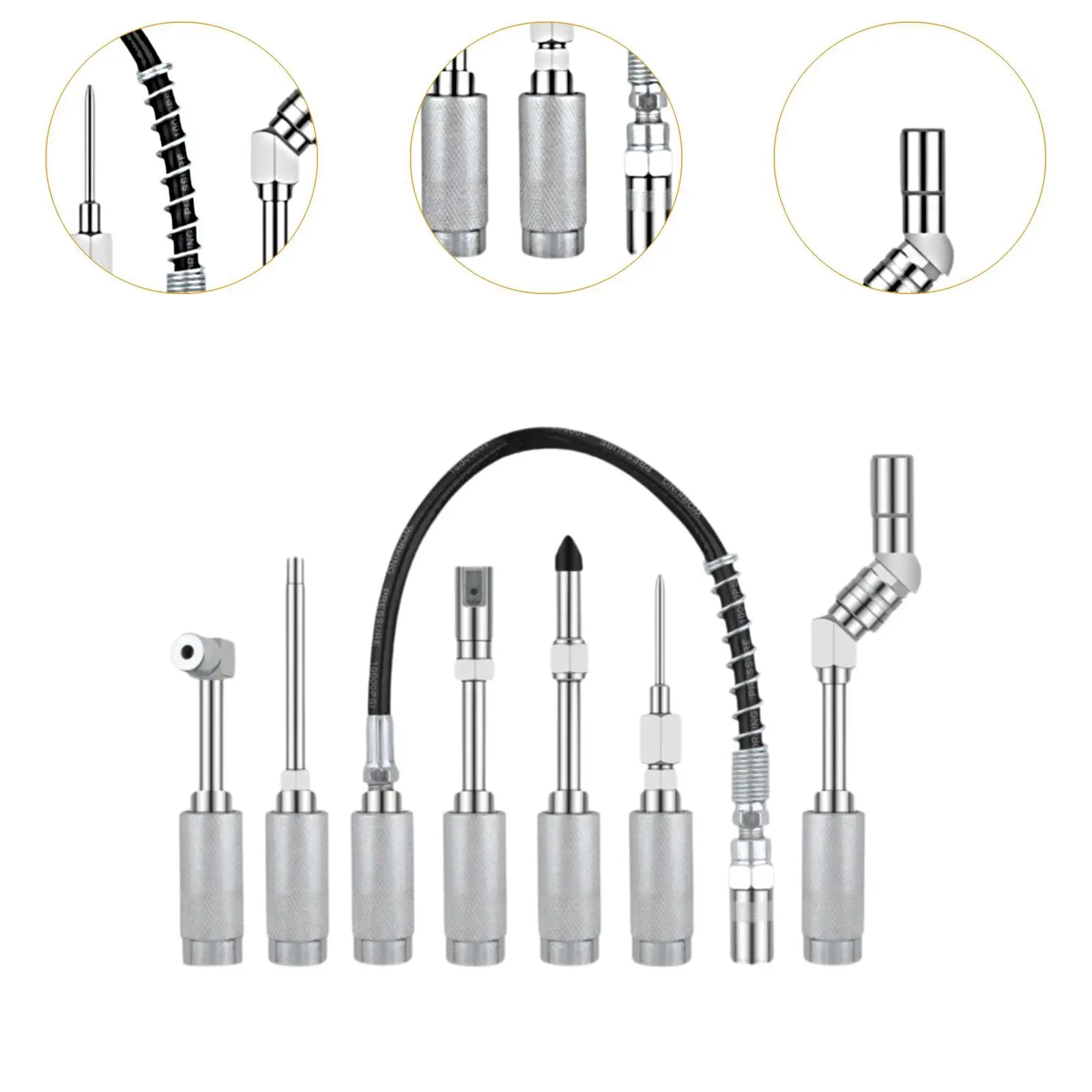11 peças acessório de acoplador de graxa acessórios completos acessório de graxa de metal