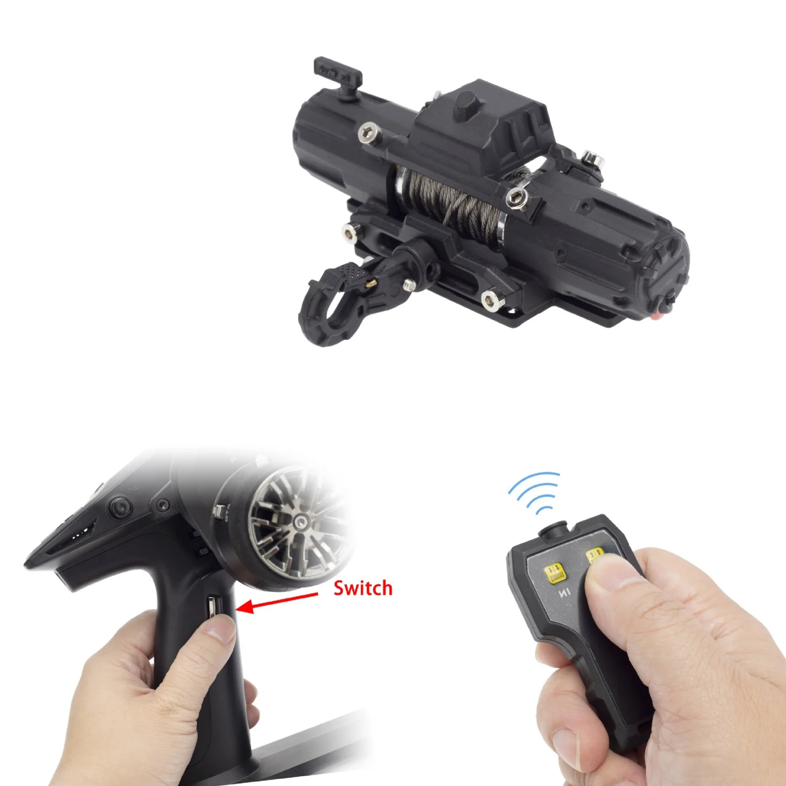 Metalen Automatische Lier Draadloze Afstandsbediening w/3 Kanaals Controle Fit voor SCX10 III AXI03007 90046 1:10 1:8 RC Crawler Auto