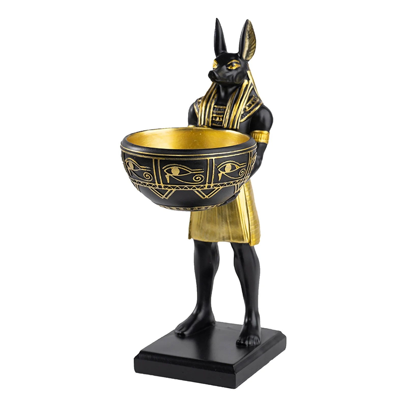 25cm Anubis Statue Egyptian Sculpture with Bowl Anubis Figurine Ancient Egypt Decor & Desktop Organizer for Keys/Jewelry