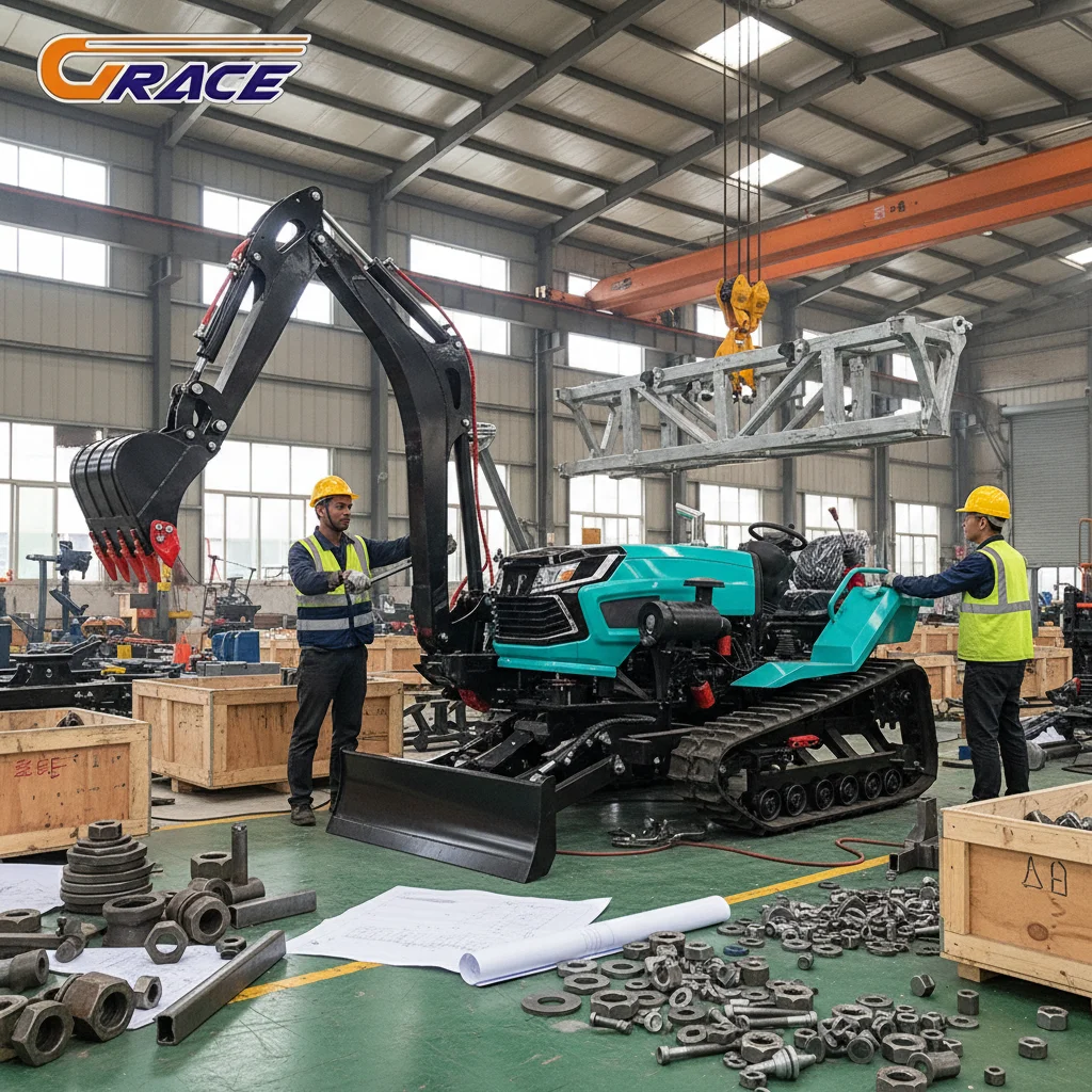 

Grace Discount Price Mini Crawler Tractor With Excavator 25HP 35HP Diesel Agricultural Tiller Cultivator Farming Machine