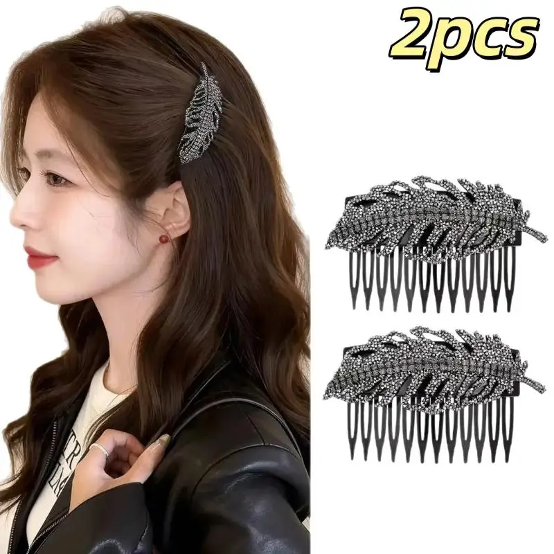 2 Stück Rutschfeste Seiten-Haarspangen mit Strass-Weizenähren für Frauen und Mädchen, Haaraccessoires für den Alltag und Partys – Detail 1