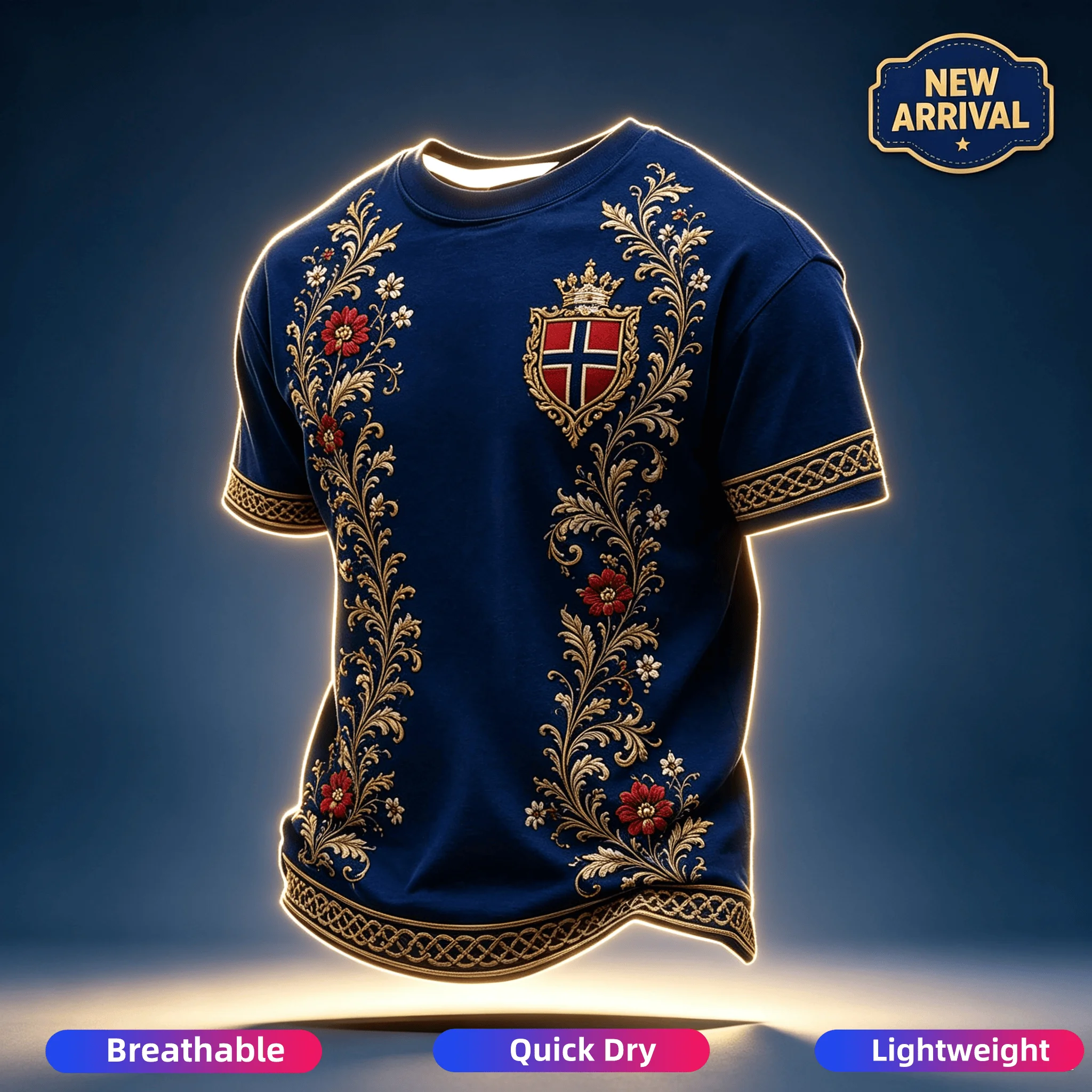 2026 Neues Herren-Fußballtrikot Norwegen mit 3D-Druck, geeignet für den Alltag und das Training, schnelltrocknendes Sweatshirt, modisch