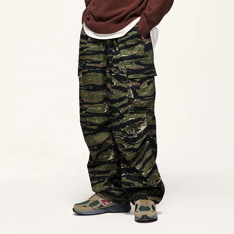 Men Trousers Cargo Pants Men Streetwear Canvas Tiger Camo Cargo Pants Baggy Jogger Cargo Pants