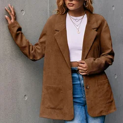 OL abbigliamento da lavoro giacca Blazer in velluto a coste minimalista trapuntata spessa dentellata 2024 nuovo autunno inverno Blazer donna formale cappotti