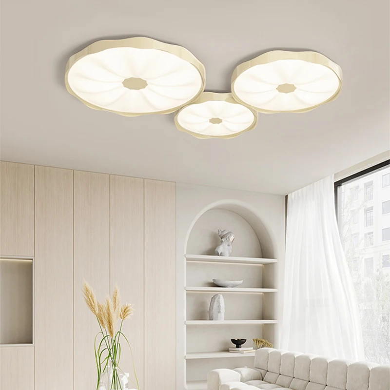 Imagem -02 - Creme Estilo Quarto Luz de Teto Lustres Led Modernos Arte Criativa Apartamento Hotel Decoração de Casa Luminárias ac 85 220v