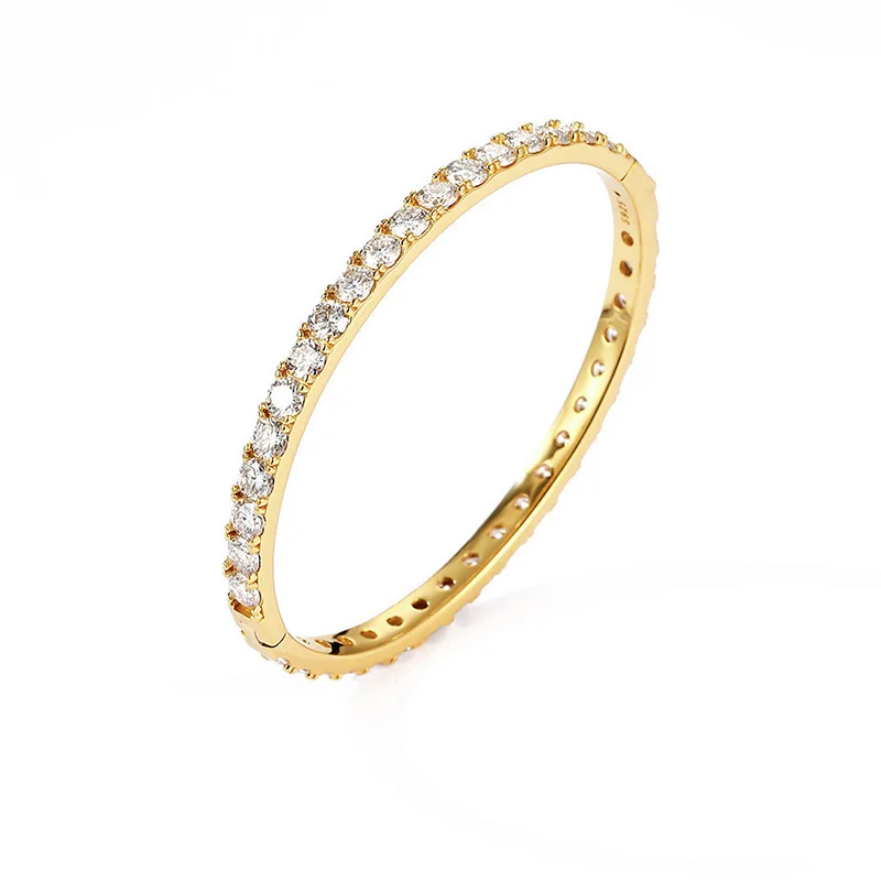 4MM D Color VVS1 Moissanite Bangle For Women GRA Certified S925 Sterling Silver 18K White Gold Plated Pass Diamond Tester Christmas Party Fine Jewelry Gift