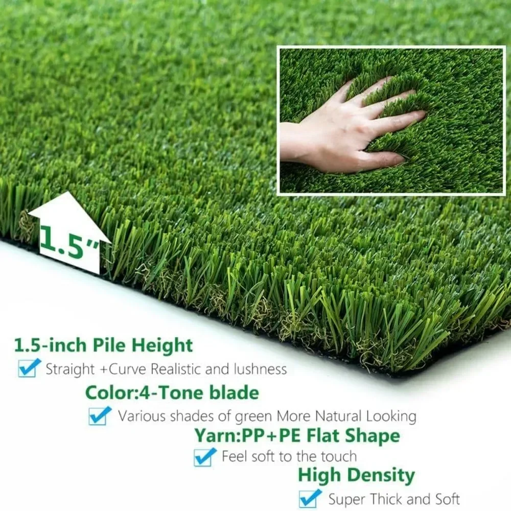 Fake Faux Grass Rug,Durable PU Backing Luxurious Synthetic Grass,Indoor/Outdoor Turf Garden Mat 5FTX10FT, Artificial GrassTurf