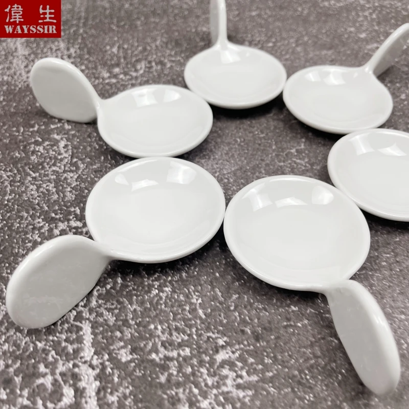 6pcs Creative Fish Shaped White Porcelain Snack Dish Hotel Buffet Susi Sauce Spoon Party Decoration Dinner Ceramics Tableware