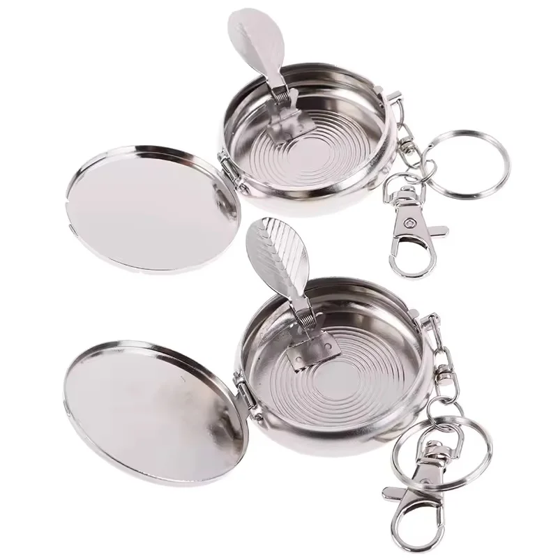 Portable Mini Stainless Steel Pocket Ashtray With Key Chain Car Vehicle Cigarette Smoking Ashtray With Lid