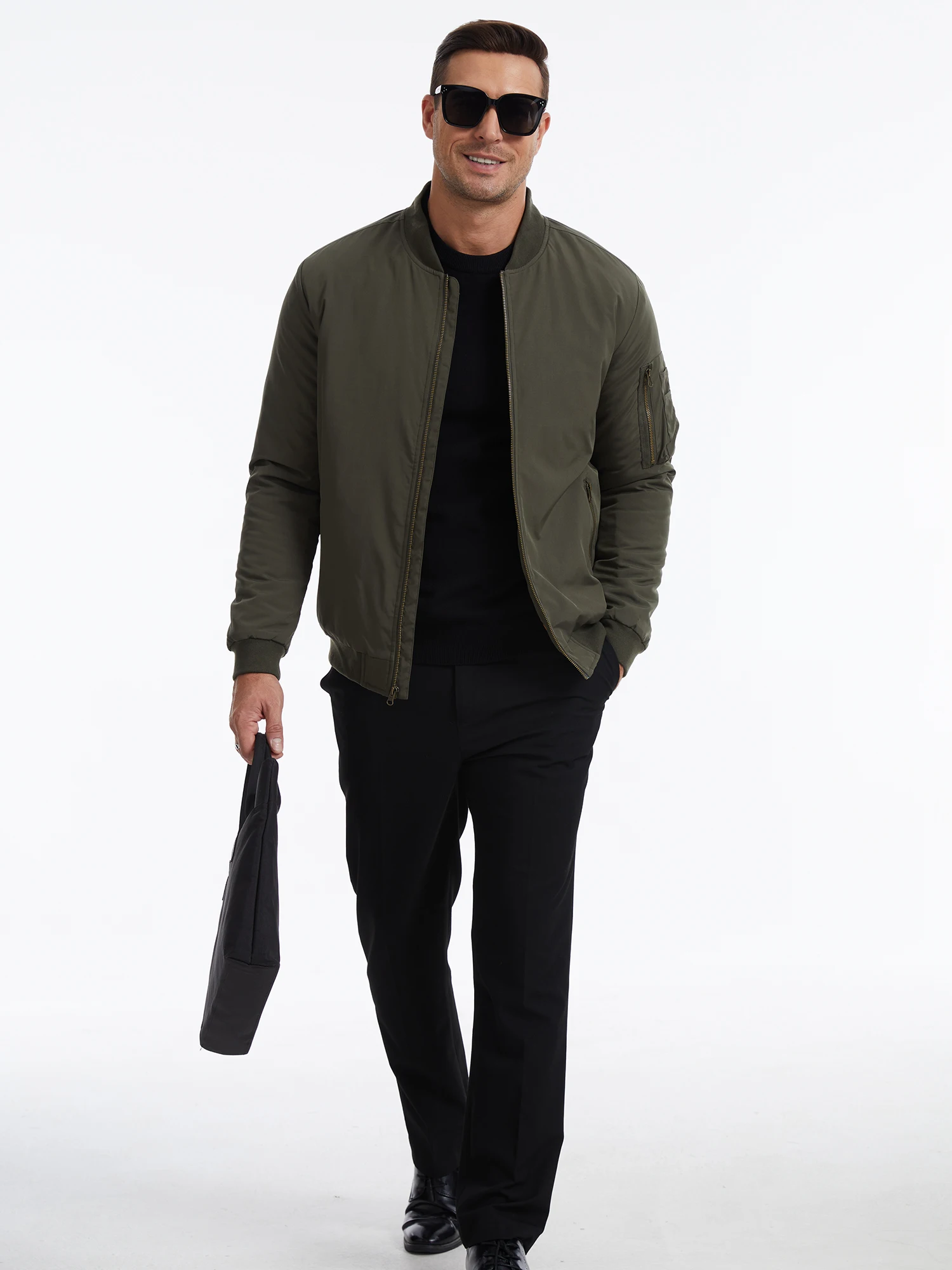 Herbst-Winter-Herren-Bomberjacke, Warme Windjacke mit Vollreißverschluss, Militär-Pilotenjacke, Lässige Winddichte Outdoor-Jacke – Detail 23