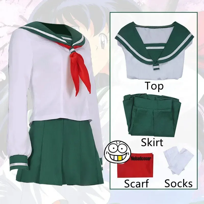 Anime Cosplay Costume InuYasha Kagome Higurashi Women Girls Uniform Shirt Skirt Suit Halloween Carnival Cosplay Costume Adult