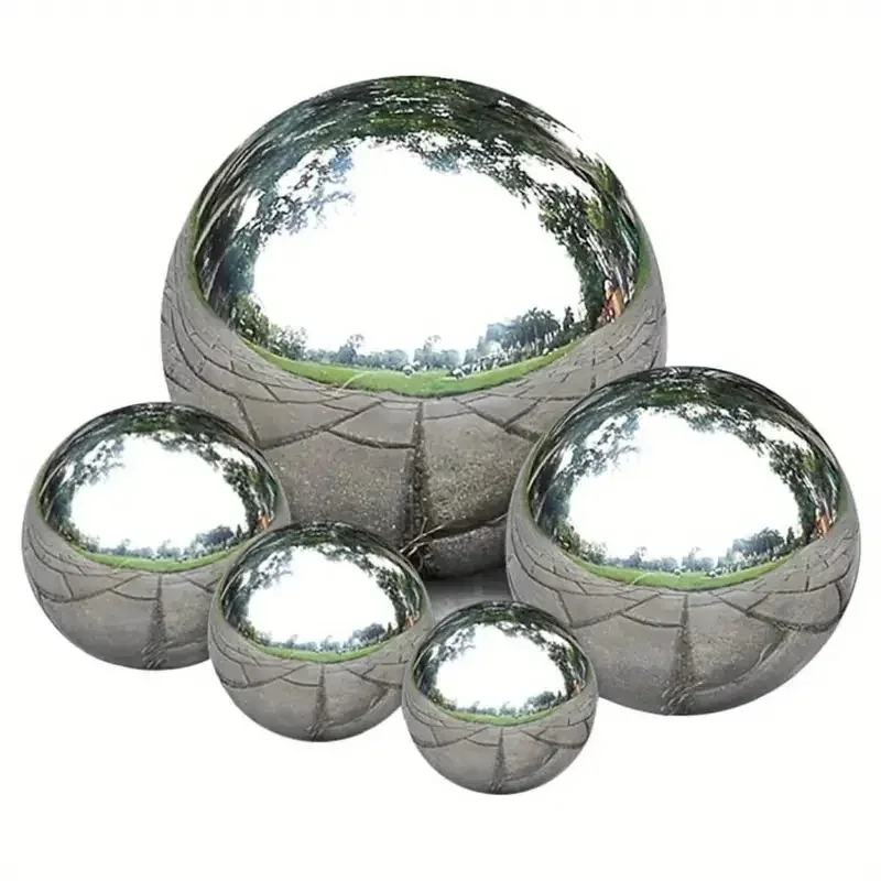 Durable 5/6pcs Mirror Reflective Ball Stainless Steel Gazing Balls Polished Metal Sphere Garden Decor Figurine Outdoor Yard Home