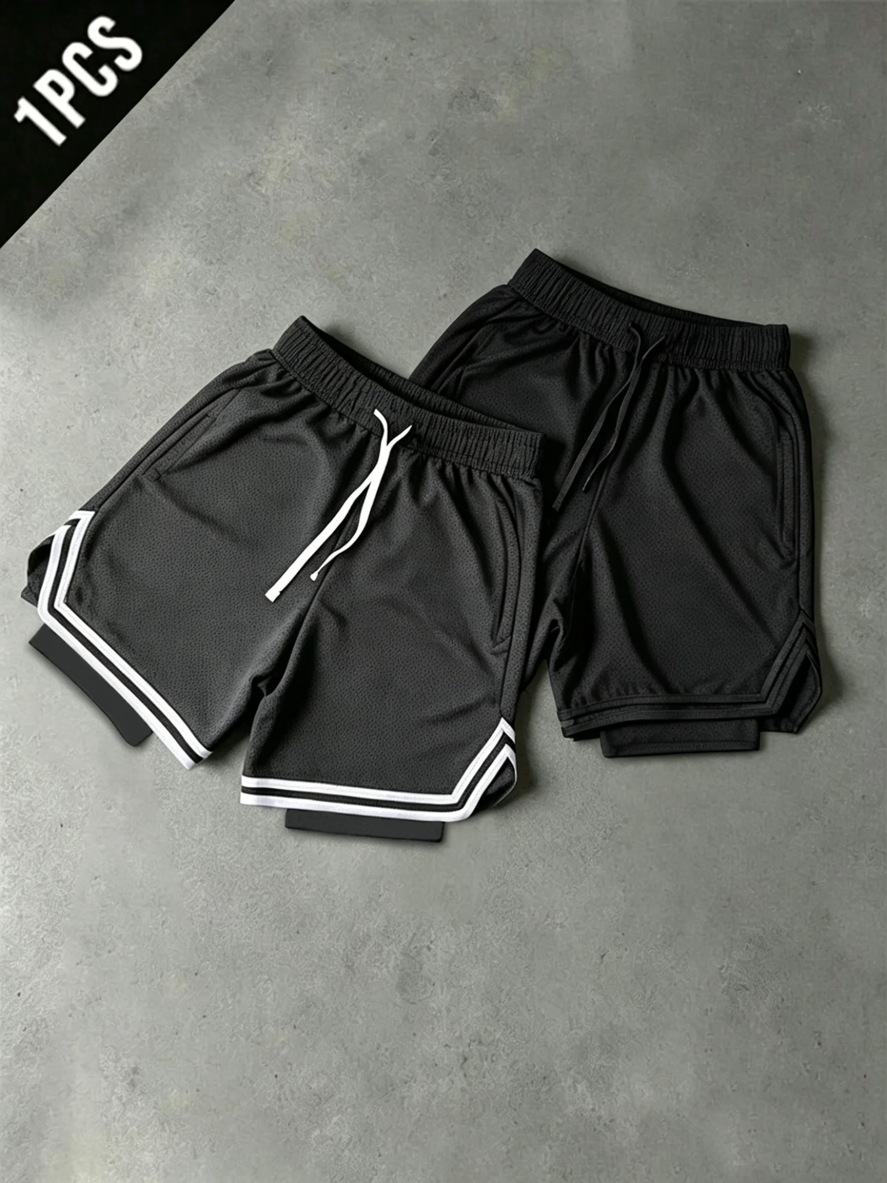 

1PCS Men's 2-in-1 Double Layer Quick Dry Breathable Gym Basketball Workout Running Shorts 3 Styles Available All Seasons